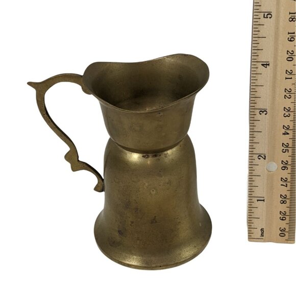 Vintage Gold Solid Brass Mini Pitcher w/ Handle 4 Inch High 3 Inches across 59b - Picture 6 of 8